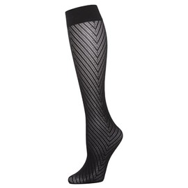 MeMoi Women's Chevron Semi-Opaque Knee Highs Black One Size