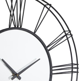 Deco 79 Metal Open Frame Wall Clock with Center Mirror, 30" x 2" x 30", Black