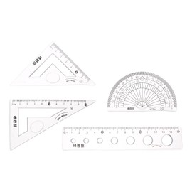 HARFINGTON 8piece Math Ruler Set 15cm Soft Straight Ruler Protractor Triangle Geometry Kits with Wavy Line for Classrooms Office, Transparent