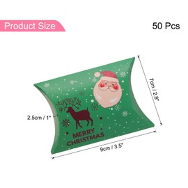 sourcing map 50Pcs Pillow Boxes 3.5 x 2.8 x 1 Inch Gift Boxes, Presents Paper Candy Favor Boxes for Gift Wrap Christmas, Green