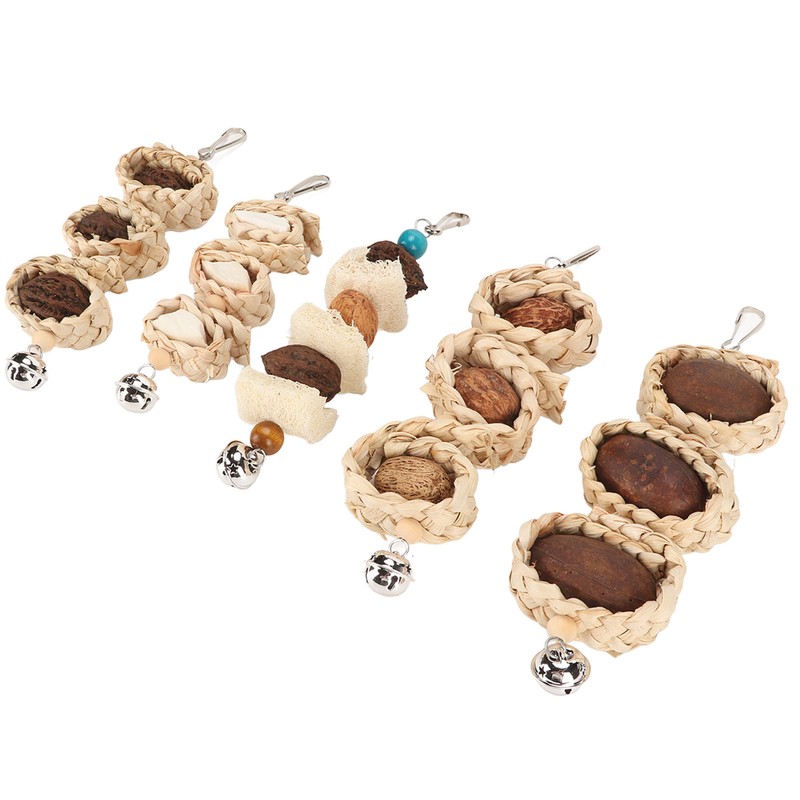 5PCS Parrot Cuttlebone Chew Toy Bite Resistant Corn Leaf Nuts