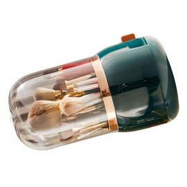 Organizador de Brochas de Maquillaje con Cubo Giratorio, Contenedor de Cosméticos a Prueba de Polvo, Gran Capacidad para Almacenamiento en el Hogar (Verde Oscuro)