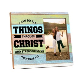 Christian Picture Frame For Women - I Can Do All Things Through Christ Photo Frame - Bible Verse Gift For Family Friend - Inspirational For Birthday Christmas Thanksgiving Graduation -A19