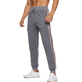 MANLUODANNI Men's Winter Fleece Sweatpants Sherpa Lined Pants Active Drawstring Jogger Trousers Grey-M