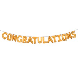 16 inch Multicolor Congratulations Letters Banner Gold Graduation Party Decorations Supplies (Congratulations Orange)