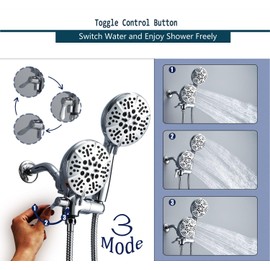 AUKTOPT Shower Faucet Set with Valve, High Pressure 3-way Water Diverter Shower Trim Kit Chrome