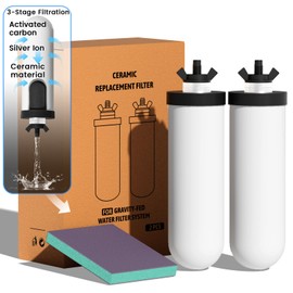 Joypur 8.46-Inch 3-Stage Filtration Ceramic Purification Elements NSF/ANSI 42&372 Certified,Replacement for Berkey® ProOne® Ceramic Filter BB9-2® or Berkey® Big+ Gravity Water Filter System (2 Pack)