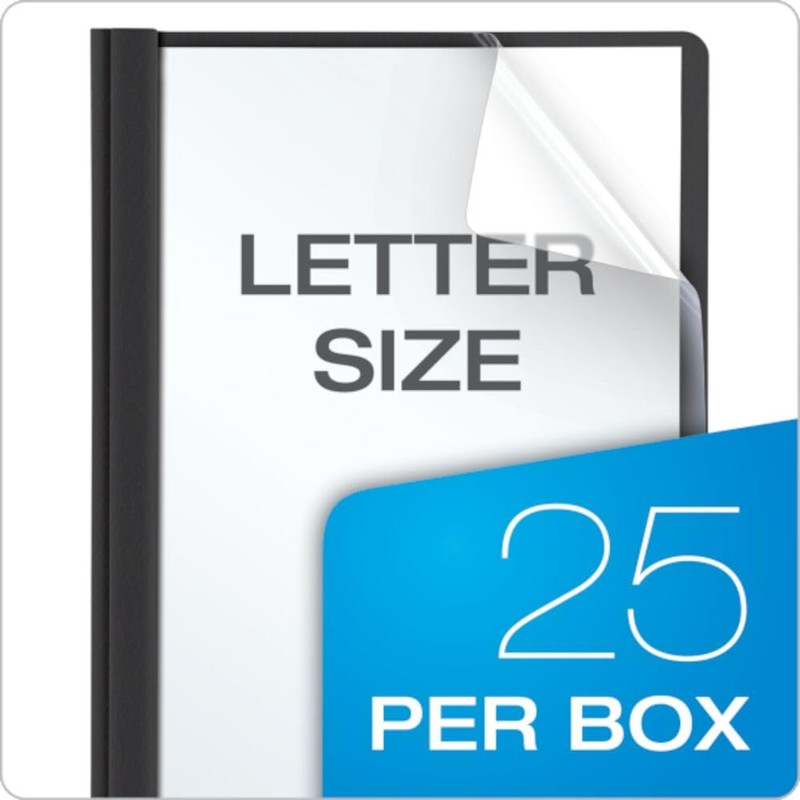 Oxford Clear Front Report Covers, Black, Letter Size, 25 per