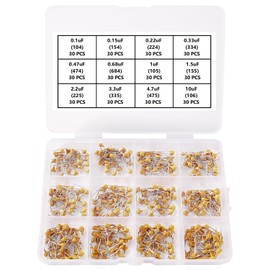 YIXISI 360 Pieces 12 Values 0.1uF-10uF 50V Ceramic Capacitor Assortment Kit, Multilayer Monolithic Ceramic Chip Capacitor, Ceramic Capacitor