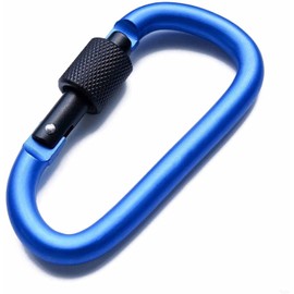 Aluminum Alloy Carabiner Heavy Duty D Ring Clip Hook Locking Carabiner D Shape Keychain Camping Accessories for Outdoor, Fishing, Hiking, Traveling, Fishing, Backpack （Blue)