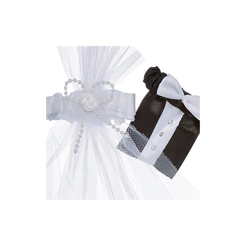 1 Pair of Decorated Bride and Groom Champagne Flutes, A