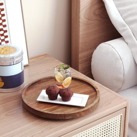 VERTORGAN Lazy Susan Organizer for Kitchen,Acacia Wood Turntable for Cabinet, Pantry, Table, Countertop, Vanity, Spice Rack（Small）