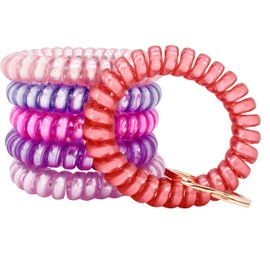 BIHRTC Pack of 6 Key Wristlet Coil Keychain Bracelet Spiral Keychain Bracelet Coil Hair Ties Candy Colors Spiral Bracelets Ponytail Holders for Sauna Gym Pool ID Badge Outdoor Keychain