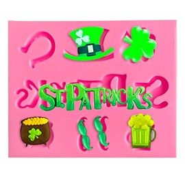 1 Pcs St. Patrick's Day Silicone Molds Lucky Shamrock Irish Hat Beer Silicone Baking Mold 5 Inch Chocolate Molds Silicone, Silicone Molds for Baking Cupcake Toppers, Candy, Cookie, Mousse