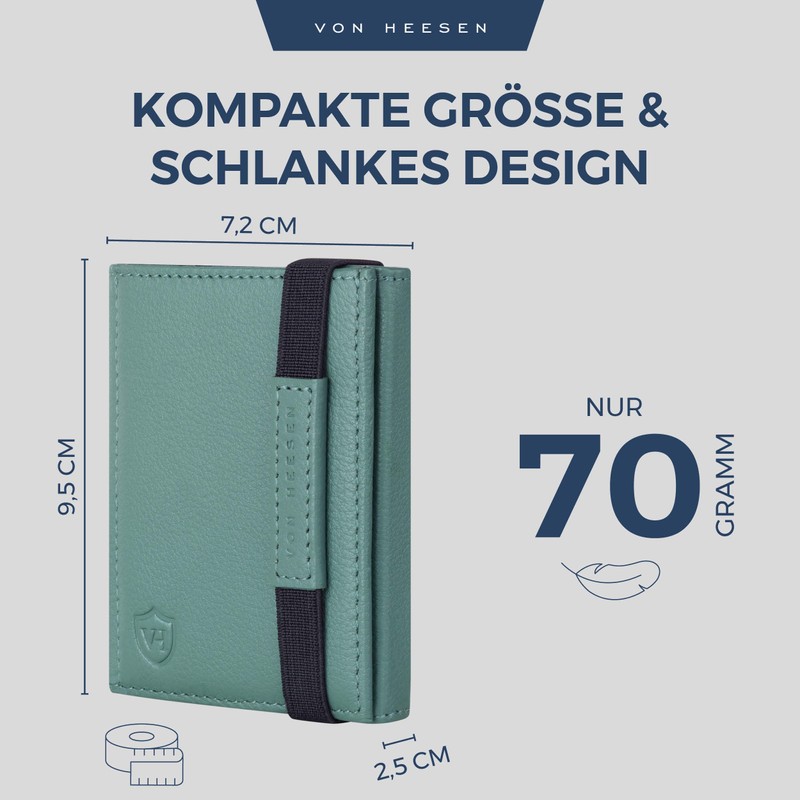 VON HEESEN Men's Coin Purse, Turquoise (Silver Pine), XL coin