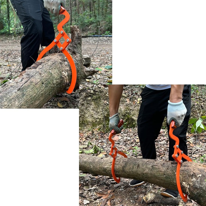 Wood Handle 2 Claw Skidding Tongs Non-Slip Grip, Log Lifting,
