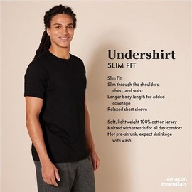  Pack de 6 camisetas para hombre, cuello redondo, 100% algodón, cómodas para uso diario