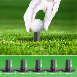 Premium Golf Ball Holder Stand - Oxford Rubber Base with Non-Slip Tee Holder, Durable & Stable Golf Accessory (Black 5 Pack All 1.5")