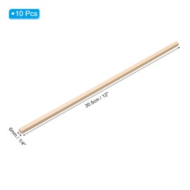 PATIKIL 1/4 Inch Dowel Rods Wood Sticks, 10 Pcs 12 Inch Long Square Wooden Dowels Unfinished Hardwood Sticks for Craft DIY Supplies