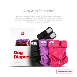 Pet Parents Premium Washable Dog Diapers & Extendrs, (3pack) of Female Dog Diapers, Color: Princess, Size: Extra Large Dog Diapers Female