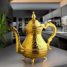 Alisveristime Decorative Zamac Pitcher - Elegant Ornamental Teapot for Home Decor (Gold & Silver) (Gold, Medium)