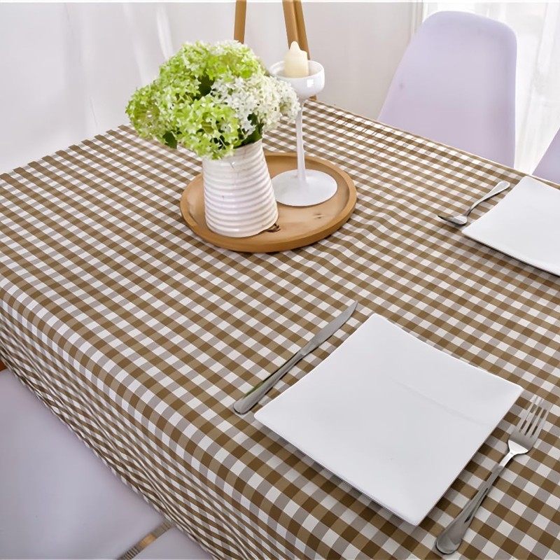 Wonhomke Simple Small Plaid Table cloth Polyester Cotton Tablecloth Square