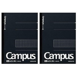 KOKUYO Cuaderno campus, tipo de negocio, cuadrícula de 0.197 in, semi-B5, 40 hojas, cubierta negra, paquete de 2, importación de Japón (NO-4S5-D)