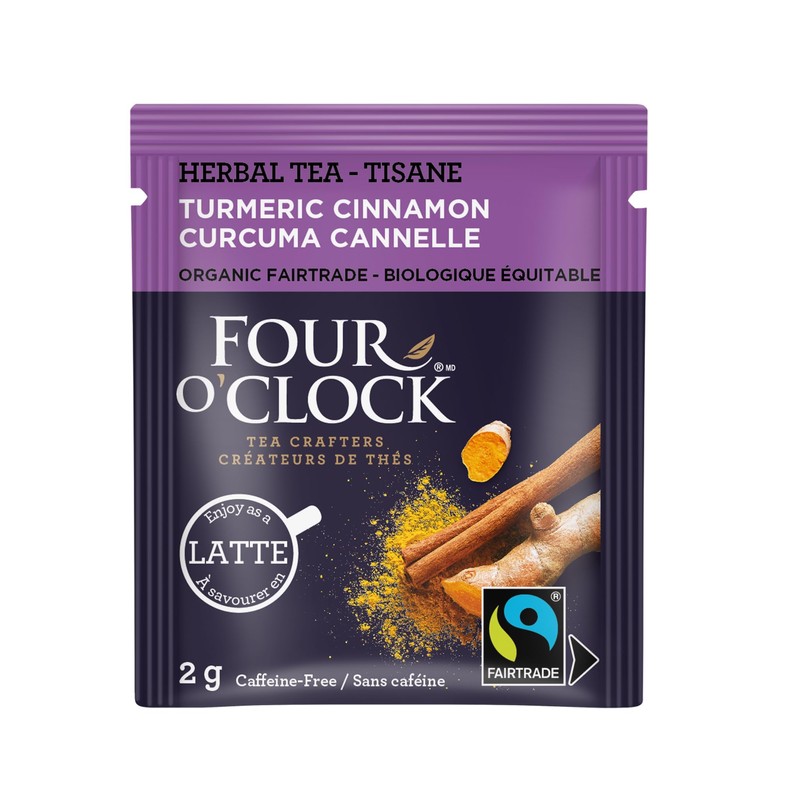 Four O'Clock Turmeric Cinnamon Herbal Tea Organic Fairtrade, Non-Gmo, Kosher,