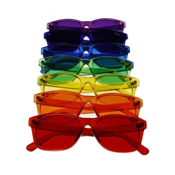 Classic Style Color Therapy Glasses, Colored Sunglasses Set of 7 Colors