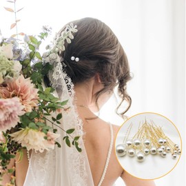 Pack of 18 Pearl Hair Pins, U-Shape Hair Accessories, Wedding, Golden Hair Accessories, Beads for Party, Prom, Wedding, Daily Life