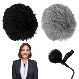 Pack of 2 Lavalier Microphone Wind Protection, Fur Wind Protection for Microphone, Microphone Furry Windscreen, Mini Wind Filter Pop Filter 1 cm, Outdoor Wind Protection Muff Pop Protection, Grey +
