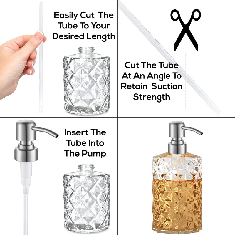AUNRGO Soap Dispenser Pump Replacement - Silver Brushed Finish 304