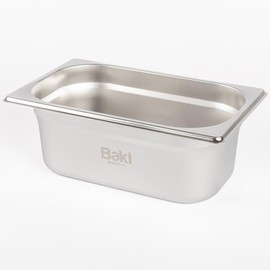 Baki Stainless Steel Gastronorm Container 1/4 Food Pan 65, 100, 150 mm Deep with & Without Lid (100mm Deep)
