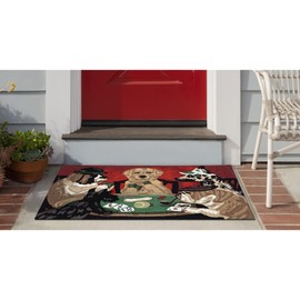 Liora Manne FrontPorch Indoor/Outdoor Hand Tufted Durable Area Rug - Contemporary Pet Animal Colorful (Poker Pups Multi) (1'8" x 2'6")