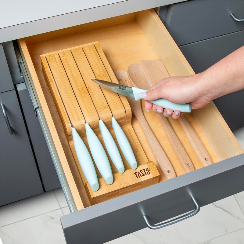 Tasty In-Drawer Kitchen Knife Set, Space-Saving Cutlery and Kitchen Organizer,