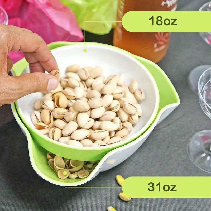 Southern Homewares Double Pedestal Serving Pistachio Bowl with Shell Storage