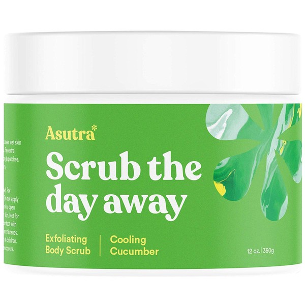ASUTRA Dead Sea Salt Body Scrub Exfoliator (Cooling Cucumber), 12 oz | Ultra Hydrating, Gentle, & Moisturizing | All Natural & Organic Jojoba, Sweet Almond, & Argan Oils