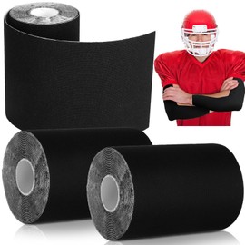 Jenaai 2 Roll Football Turf Tape Extra Wide Athletic Waterproof Ultra Sticky Sport Turf Tape Bandage for Arm Football Kinetic Athletic Sport Protects from Burn(Black)