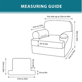 Jcones 2 Pieces T Cushion Chair Covers with Arms Super Stretch Chair Slipcover for Living Room Pet Dog Universal Slip Cover Anti Slip Armchair Furniture Protector (Chocolate, 1 Cushion)