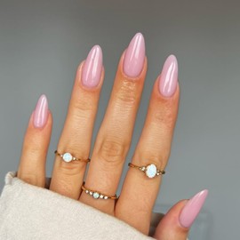 48Pcs Nude Pink Press on Nails Almond Fake Nails Glue on Nails Medium Length Almond Shaped Nails Press ons, Stiletto Nails False Nails for Women, Medium Almond Nails, Thick Natural Acrylic Gel Nails