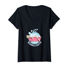 Womens Bubble Bath Pop Art Design Tee V-Neck T-Shirt