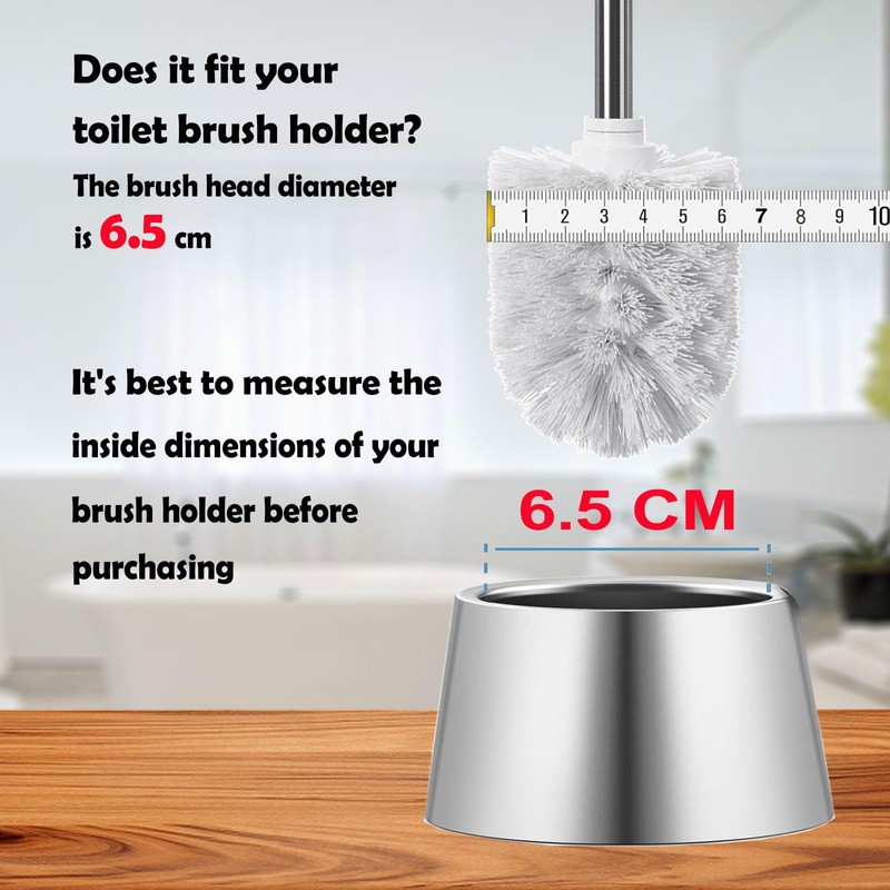 WAVEWO Stainless Steel Toilet Brush Set - 3 x Interchangeable