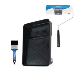 Kit Súper 3 Piezas de Pintura: Rodillo Brocha y Charola Económico para Renovación Profesional en Interiores y Exteriores - Ideal para Hogar, Oficinas y Espacios Comerciales