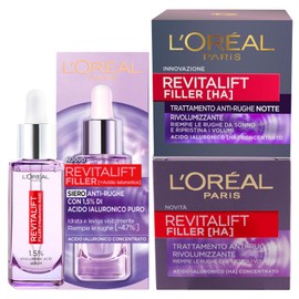 L'Oréal Paris Kit Revitalift Filler Anti-Wrinkle Serum Moisturising 30ml + Anti-Aging Treatment 50ml + Night Cream with Hyaluronic Acid 50ml