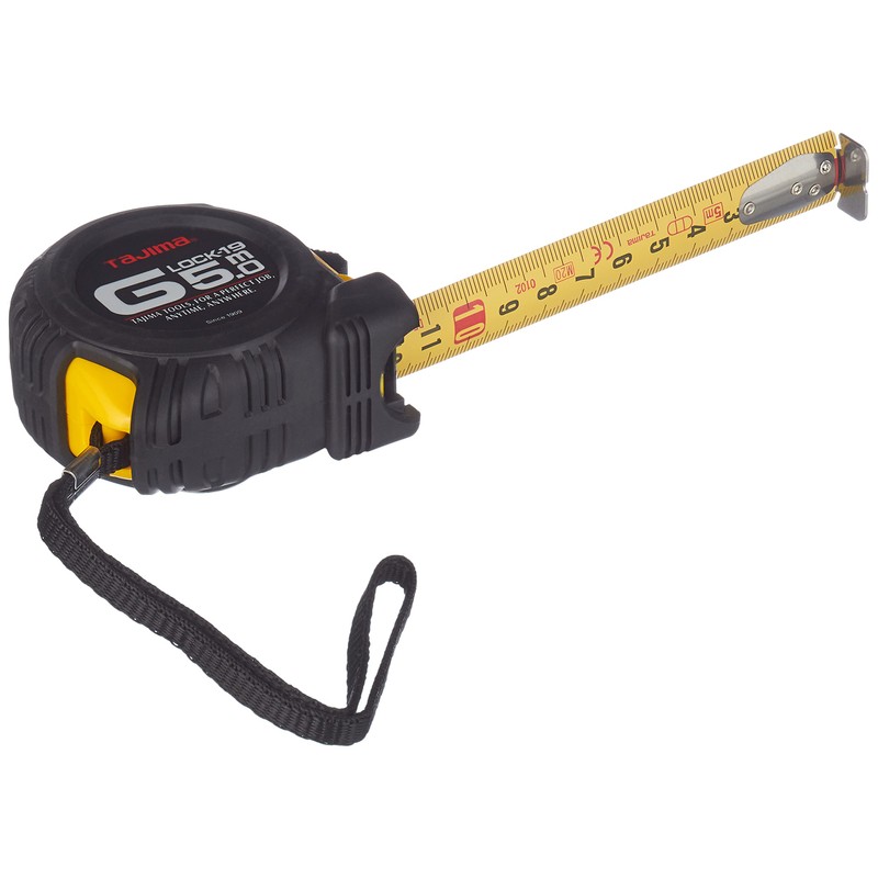 TAJIMA G9P50MY Shock-Resistant Tape Measure, Black, 5 m x 25