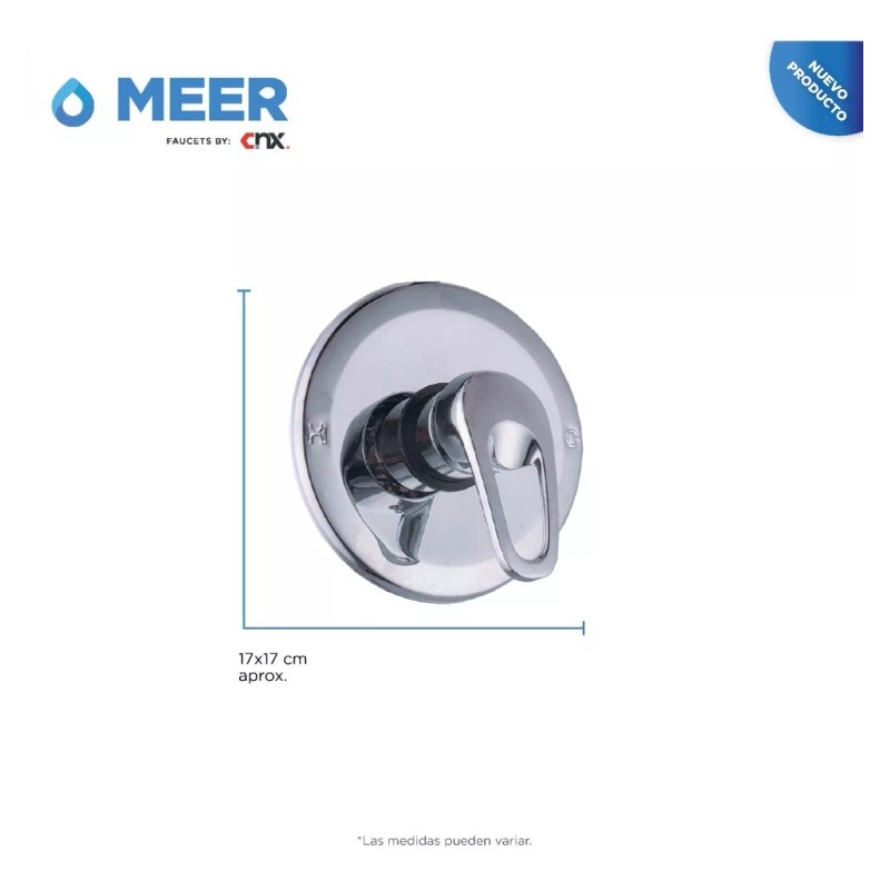 Meer Mezcladora Monomando Redonda Cromada Para Regadera