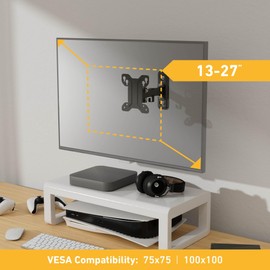 D-Line D-Line TV Wall Bracket for 13-27 Inch TVs, Tilt, Turn and Extend Monitor Wall Bracket with Spirit Level, Tilting Monitor Mount - VESA 75x75mm - 100x100mm, Holds up to 25kg