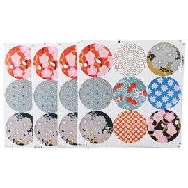 allcoupon 90PCS Japan Style Circle Envelope Seals Stickers, Bags Stickers Label Gift Boxes Stickers, 9 Patterns Self-Adhesive Labels,10 Sheets
