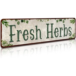 Duetom Fresh Herbs Metal Sign Country Farmhouse Home Gardener Tin Sign Decor Sign 4x16 Inch