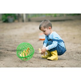 CalorMixs 7.8" Ball-Shaped Movable Pigeon Chick Coop, Little Rabbit Duck Guinea Pig Safe Walking Net,Preventing Dog Bites, Predation by Eagles Wolves Cats Eagles, Pet Safety Cage